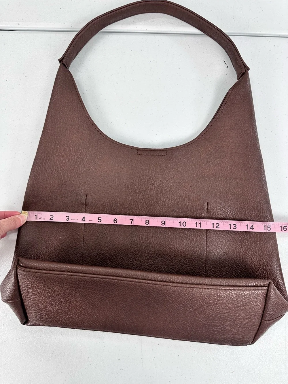 Hoxis Soft Vegan Leather Hobo Bag Coffee Brown Minimalist Shoulder Tote